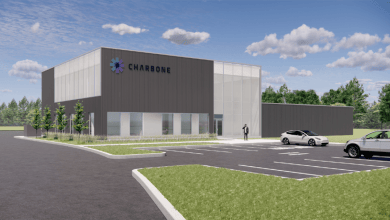 Illustration du futur complexe de Charbone Hydrogen à Sorel-Tracy, dans la zone industrialo-portuaire, secteur Tracy.